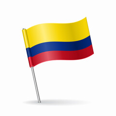 Colombian flag map pointer layout. Vector illustration.