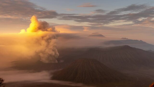 Timelapse of Mount Bromo during sunrise