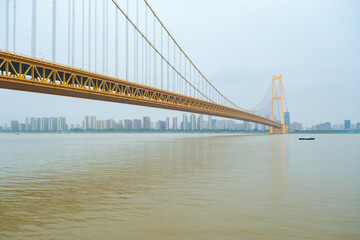 Scenery of Yangsigang Yangtze River Bridge in Wuhan, Hubei, China