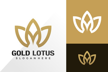 Letter m lotus flower line logo and icon design vector concept for template