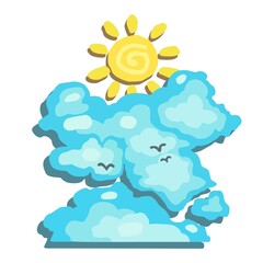 Sun and clouds cartoon vector