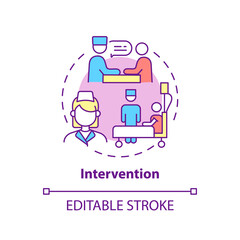 Intervention concept icon. Pulmonary rehabilitation abstract idea thin line illustration. Physiotherapist advice and prescription. Vector isolated outline color drawing. Editable stroke