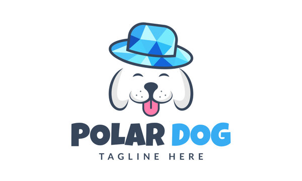 Ice Cool Polar Dog Lover Pet Logo Design Vector Icon Symbol Illustrations.
