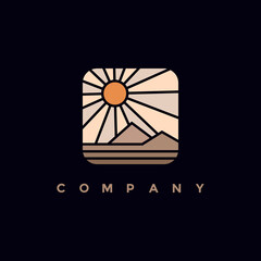 Sunrise farm logo vector illustration design