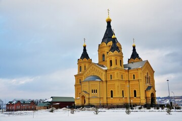 Church of Alexander Nevsky in Nizhny Novgorod, Russia, in winter.