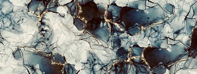 abstract fluid art painting with alcohol ink, liquid design illustration with gold paths, wallpaper background with luxury decoration elements	