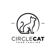 Obraz premium Circle Cat Logo Design Vector Illustration Template Idea