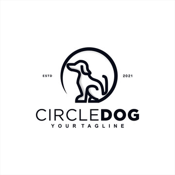 Circle Dog Logo Design Vector Illustration Template Idea