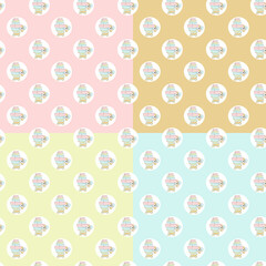 Seamless Christmas pattern of dogs with gifts