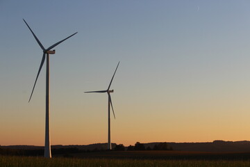 Windmills on a summer sunset