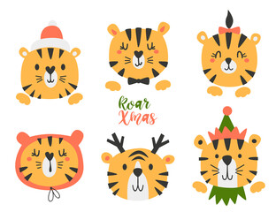 Obraz na płótnie Canvas Set of cute tigers.