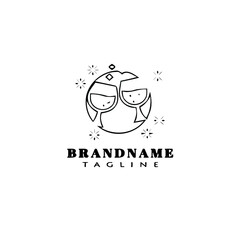glasses logo cartoon template black icon simple vector illustration
