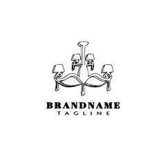 Fototapeta premium chandelier logo cartoon icon design black isolated vector illustration