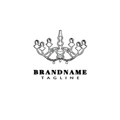 Obraz premium chandelier logo cartoon template icon cute black isolated vector illustration