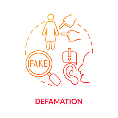 Defamation red gradient concept icon. Non-protected speech type abstract idea thin line illustration. Slanderous remarks. Negative behaviour. Malicious comments. Vector isolated outline color drawing