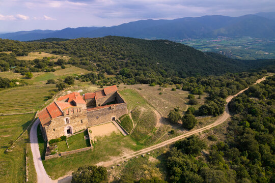 Marcevol French monastery aerial view