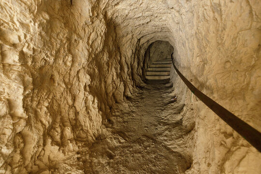 Underground troglodyte stairs with rope