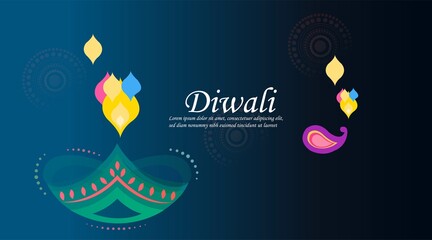 Happy Diwali festival with oil lamp, Diwali holiday Background