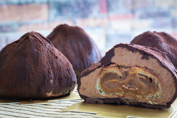 French desset. Homemade chocolate truffle 