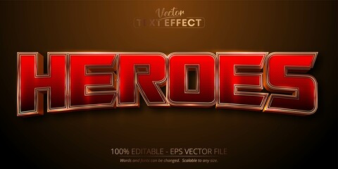 Heroes text, luxury gold editable text effect
