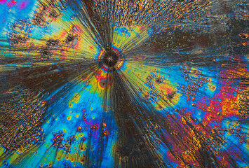 Extreme macro photograph of Vitamin C crystals forming abstract modern art patterns, when...