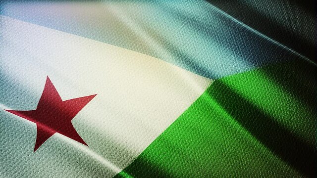 Djibouti flag is waving 3D animation. Djibouti flag waving in the wind. National flag of Djibouti. flag seamless loop animation