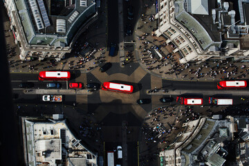 UK, London, Aerial view of traffic on Oxford Circus