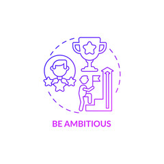 Be ambitious purple gradient concept icon. Personality trait for professional businessman. Career advancement abstract idea thin line illustration. Vector isolated outline color drawing