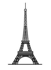 Fototapeta na wymiar Abstract vector illustration of famous Eiffel tower in Paris, France as silhouette and icon