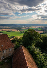 Country landscape over castle Schaumburg in Germany