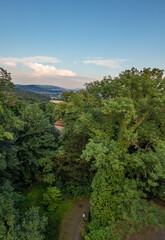 Obraz premium Country landscape over castle Schaumburg in Germany