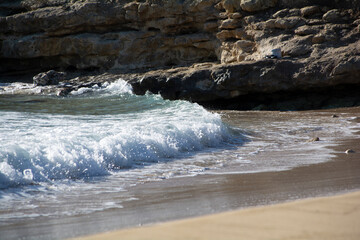 Beautiful Sicilian beach and sea, blue sky and crystal clear sea.