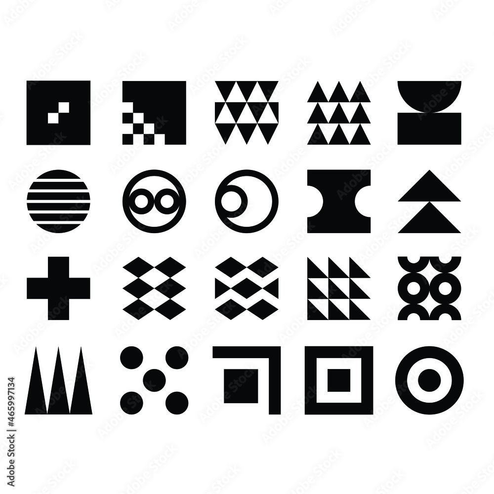 Poster abstract geometric shape icon set collection for element decoration. random shape of icon elements t