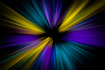 Wallpaper background of an abstract colorful multicolored explosion. Yellow purple teal