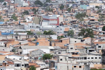 Typical landscape with simple houses in northern Brazil city.