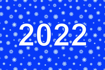 Vector New Year 2022 Blue Background with Snowflakes, Geometric Snow Fall, Celebration, Calendar, New Year.
