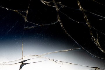 Broken glass background. Abstract background composition with scratches and cracks. Breakage minimalism composition