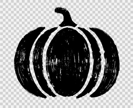 Outline Pumpkin Hand Draw With Brush Style Isolated On Png Or Transparent Texture,Halloween Party Background ,element Template For Poster,brochures, Online Advertising,vector Illustration