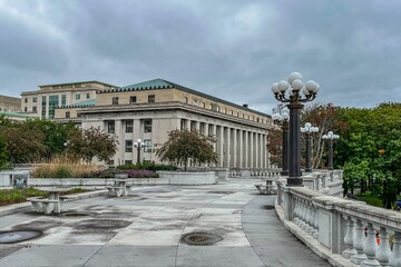 Fototapeta na wymiar A Rainy Day at the Pennsylvania Capitol Grounds, Harrisburg, UsA
