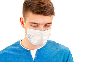 Sad Man in Flu Mask