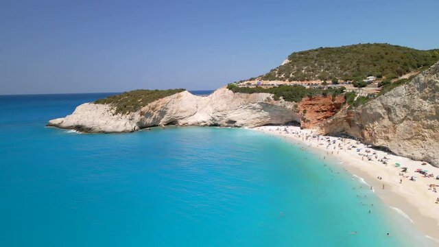 aerial view of porto katsiki beach greece vacation