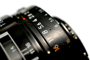 camera lens close up Shot in studio.