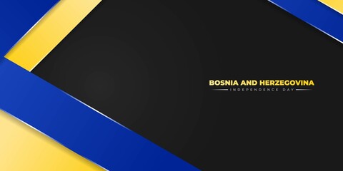 Blue and yellow geometric abstract on black background design. Bosnia and herzegovina Independence day template.