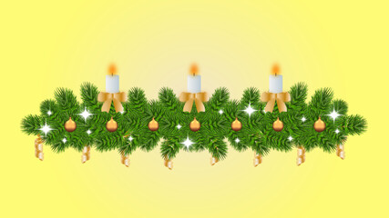 Christmas tree with candles and gold balls