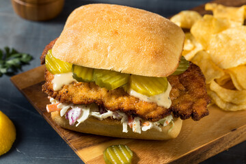 Homemade German Chicken Schnitzel Sandwich