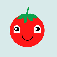 Obraz premium The tomato is a character with big eyes and a smile.