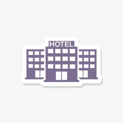 Hotel building sticker icon isolated on white background