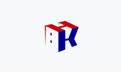 Alphabet HK or KH or house real estate illustration vector monogram logo template
