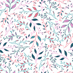Spring twig seamless pattern design. Rustic berry