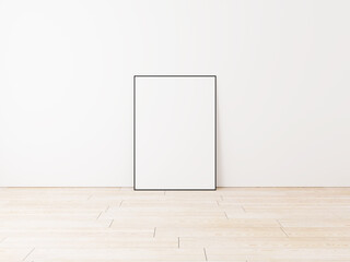An empty frame on white wall, 3d render